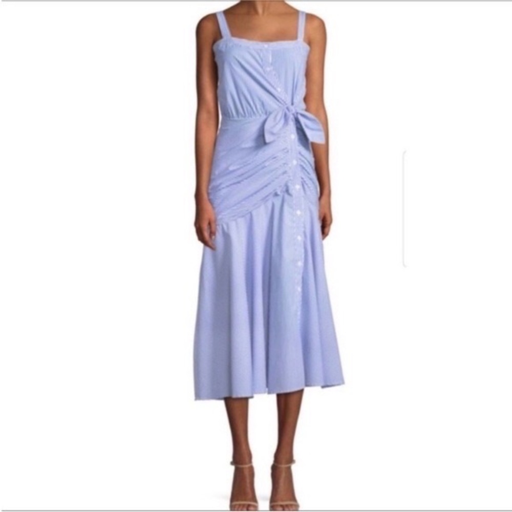 Veronica Beard womans Marena blue & white striped midi Dress size 12